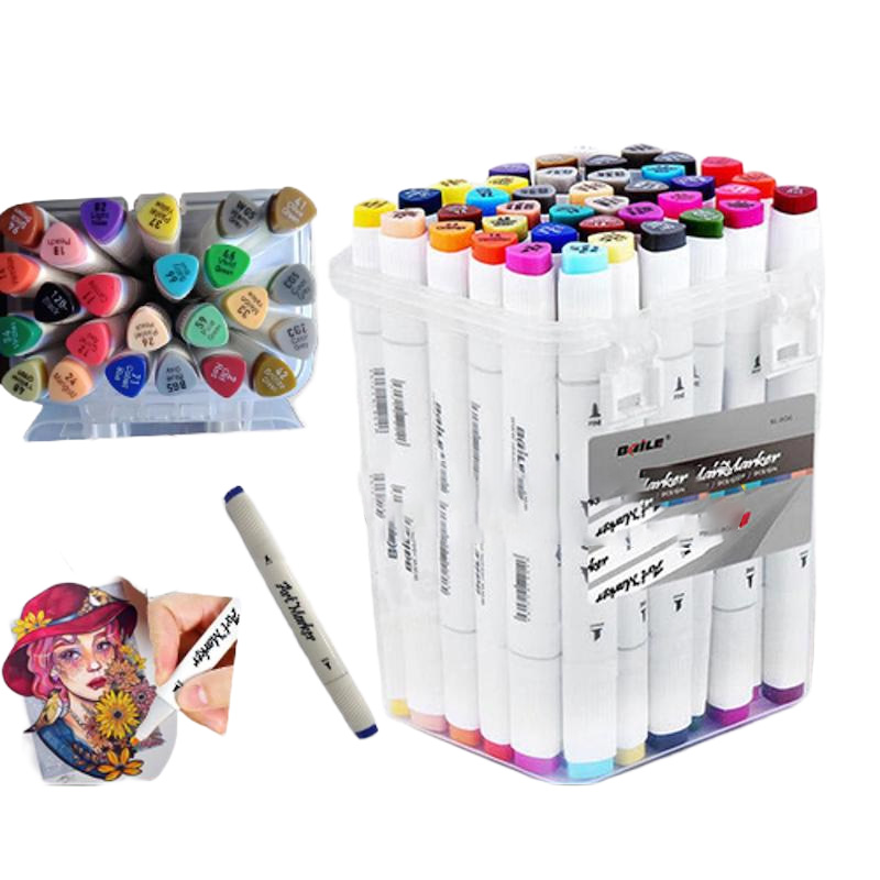 Picture of Baile Art Marker Pen Flat/Thick Tip 48 Colours Box for Artists .