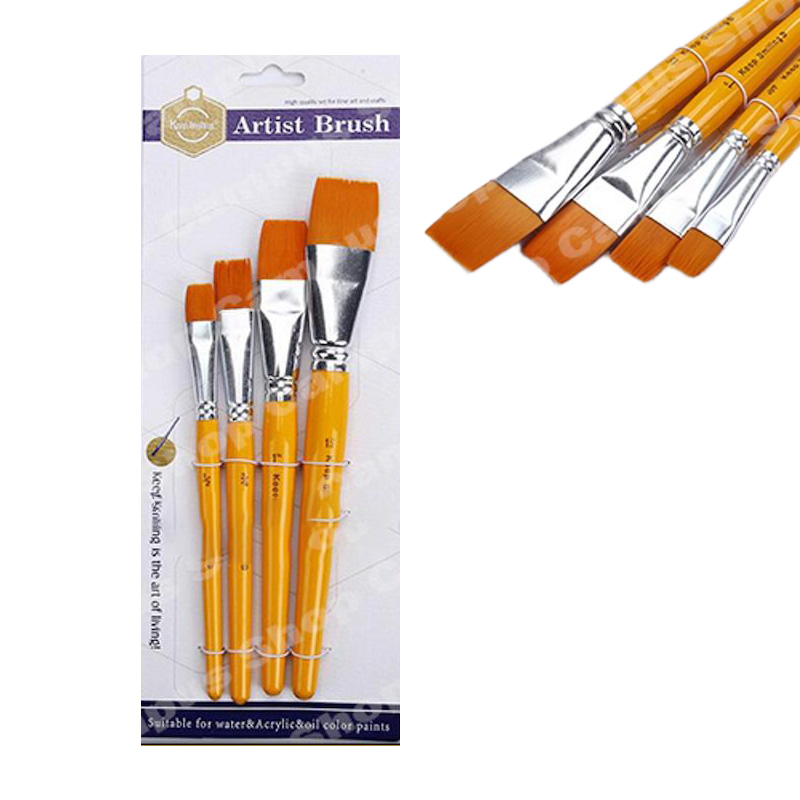 Picture of KeepSmiling Artist Flat Brush Set 4 Pcs (Yellow)