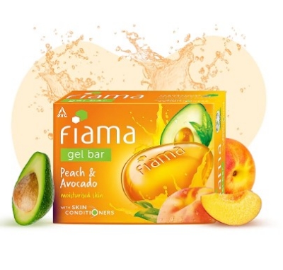 Picture of International Indian product Fiama gel bar Peach and Avocado Soap used for male/ female - 125 gm