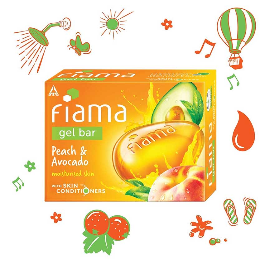 Picture of International Indian product Fiama gel bar Peach and Avocado Soap used for male/ female - 125 gm