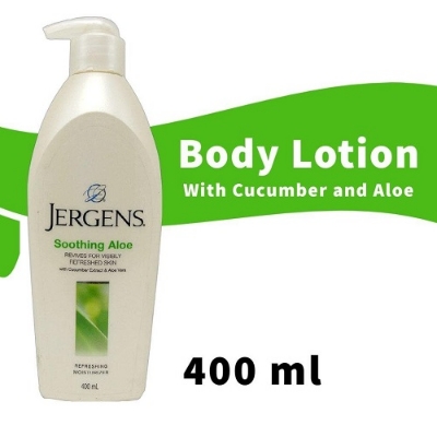 Picture of International UAE product Any season used perfumed jergens SOOTHING ALOE body lotion - 400 ml