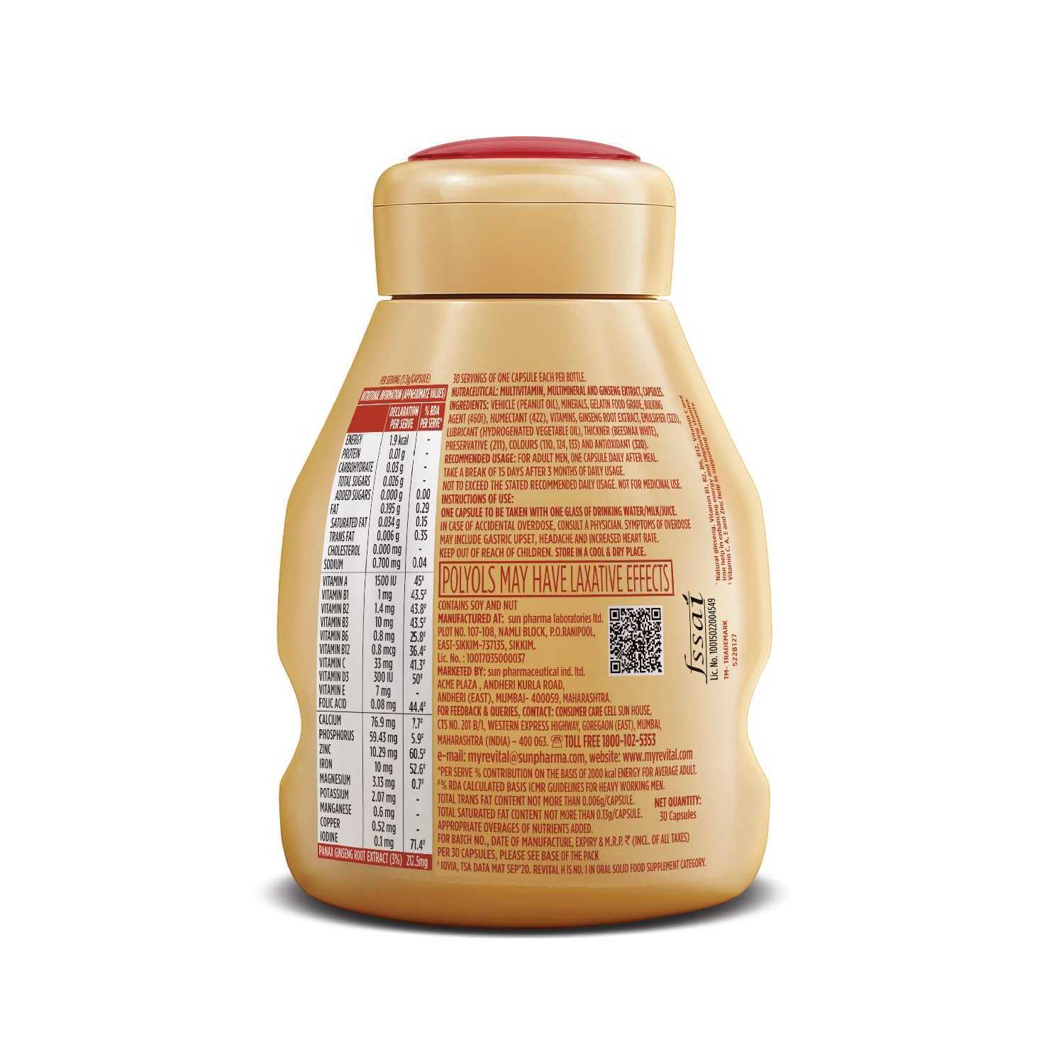 Picture of Revital H Multivitamin For Men (30 Capsules) With Natural Ginseng, Zinc, 10 Vitamins & 8 Minerals For Daily Energy, Stamina & Immunity