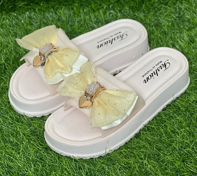 Picture of New Butterfly Net Designed Thick Sole Slippers Sandals for Girls Ladies & Womens