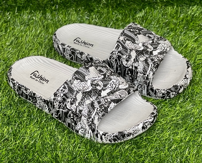 Picture of New Super Trendy  Fashionable Artwork Non-Removable Printed Textured Slip-on Slides Sandals