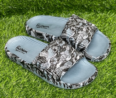 Picture of New Super Trendy  Fashionable Artwork Non-Removable Printed Textured Slip-on Slides Sandals