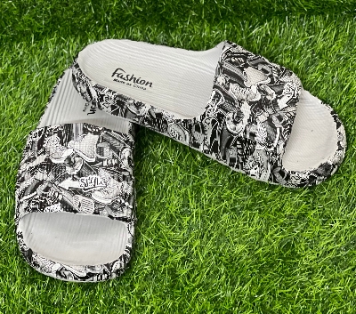 Picture of New Super Trendy  Fashionable Artwork Non-Removable Printed Textured Slip-on Slides Sandals