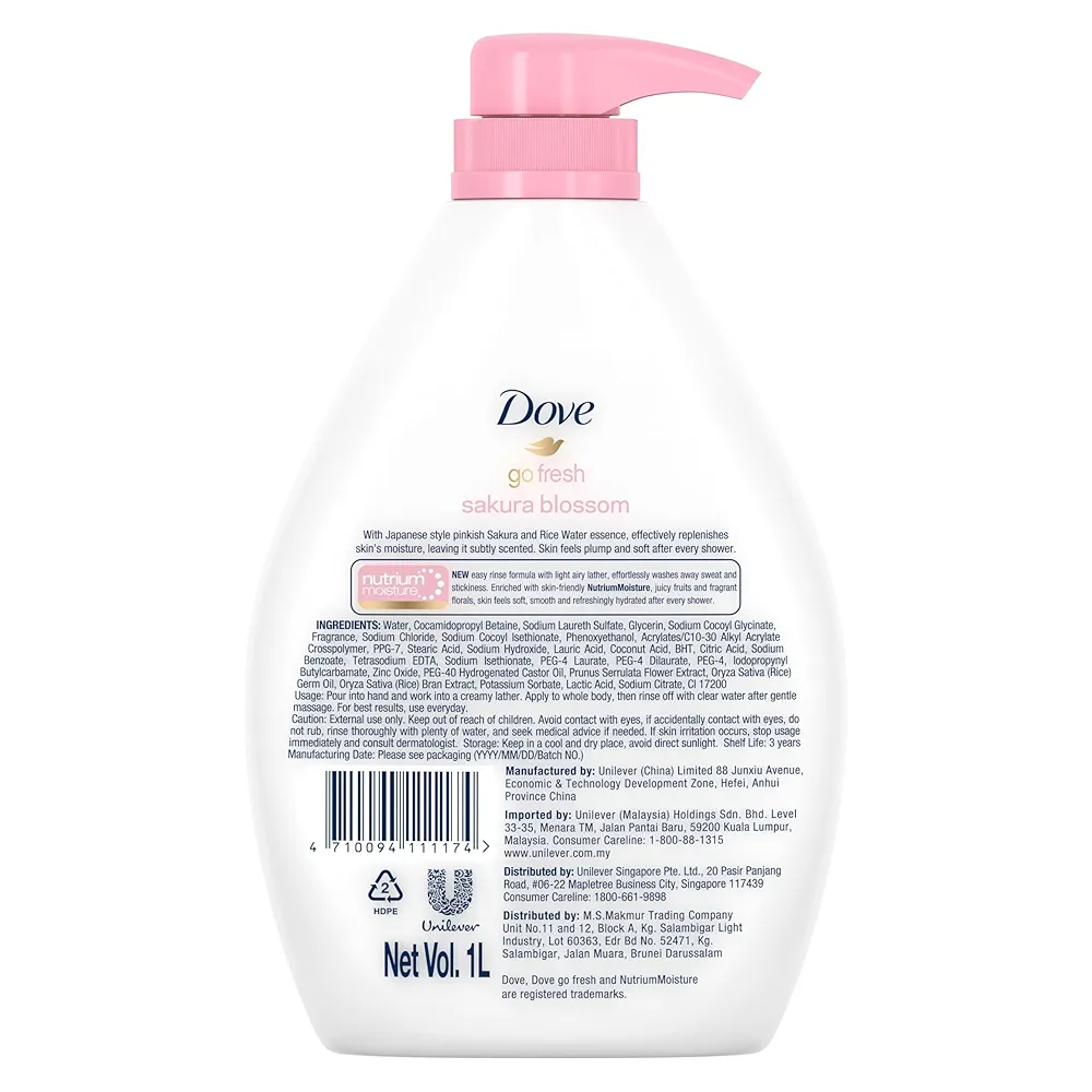 Picture of International Malaysian Product Dove Sakura Blossom Go Fresh Body Wash Used For Male /Female-1000Ml