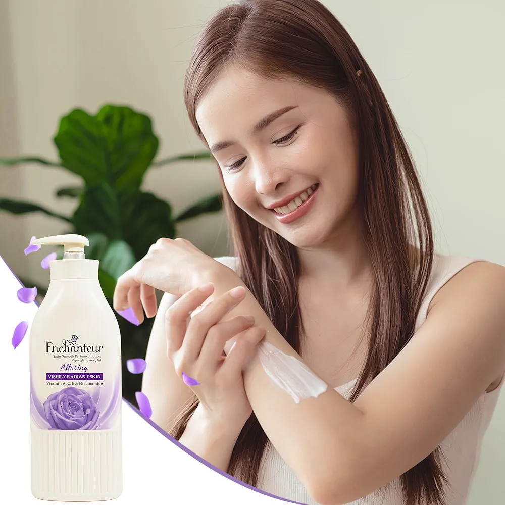 Picture of International Malaysian product Enchanteur Perfume body Lotion Alluring Satin smooth Aloe vera & olive Butter for used male /female 500 Ml