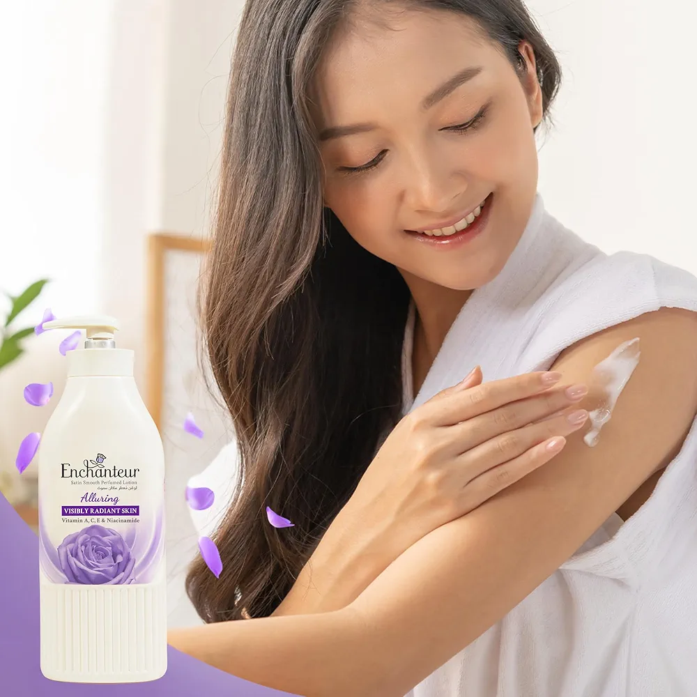 Picture of International Malaysian product Enchanteur Perfume body Lotion Alluring Satin smooth Aloe vera & olive Butter for used male /female 500 Ml