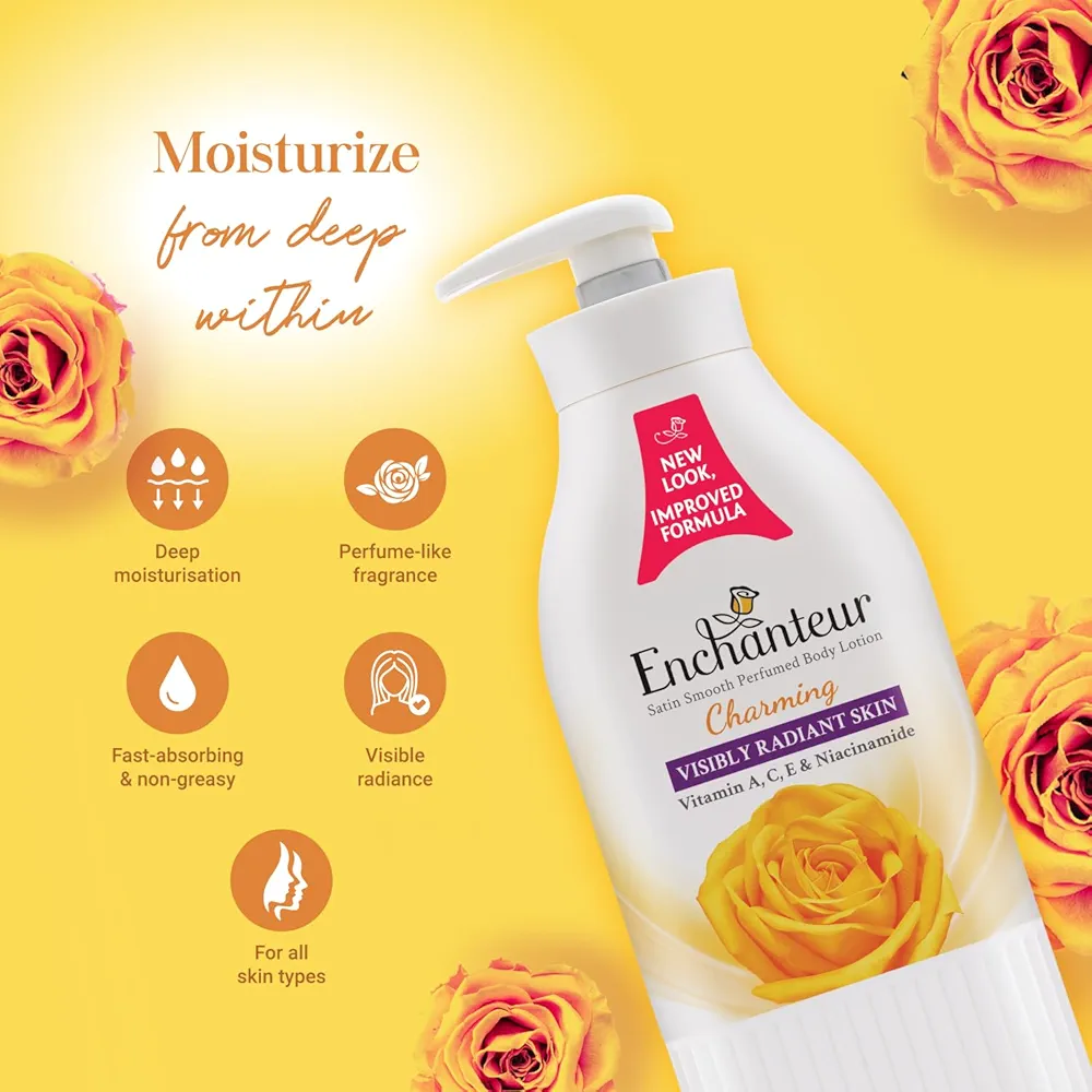 Picture of International Malaysian Product Enchanteur Perfume body lotion Charming Satin Smooth Aloe vera & Olive Butter For Used male /female 500 Ml