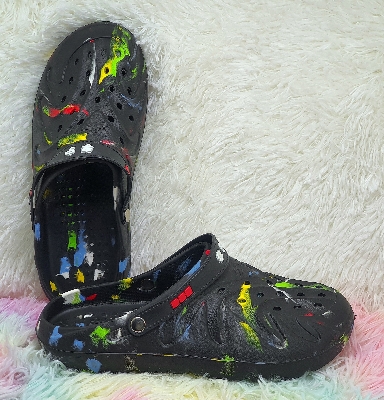 Picture of New Tie Dye Rainbow Splash Casual Comfortable Outdoor Clog Lightweight Crocs Shoes Sandals for Men