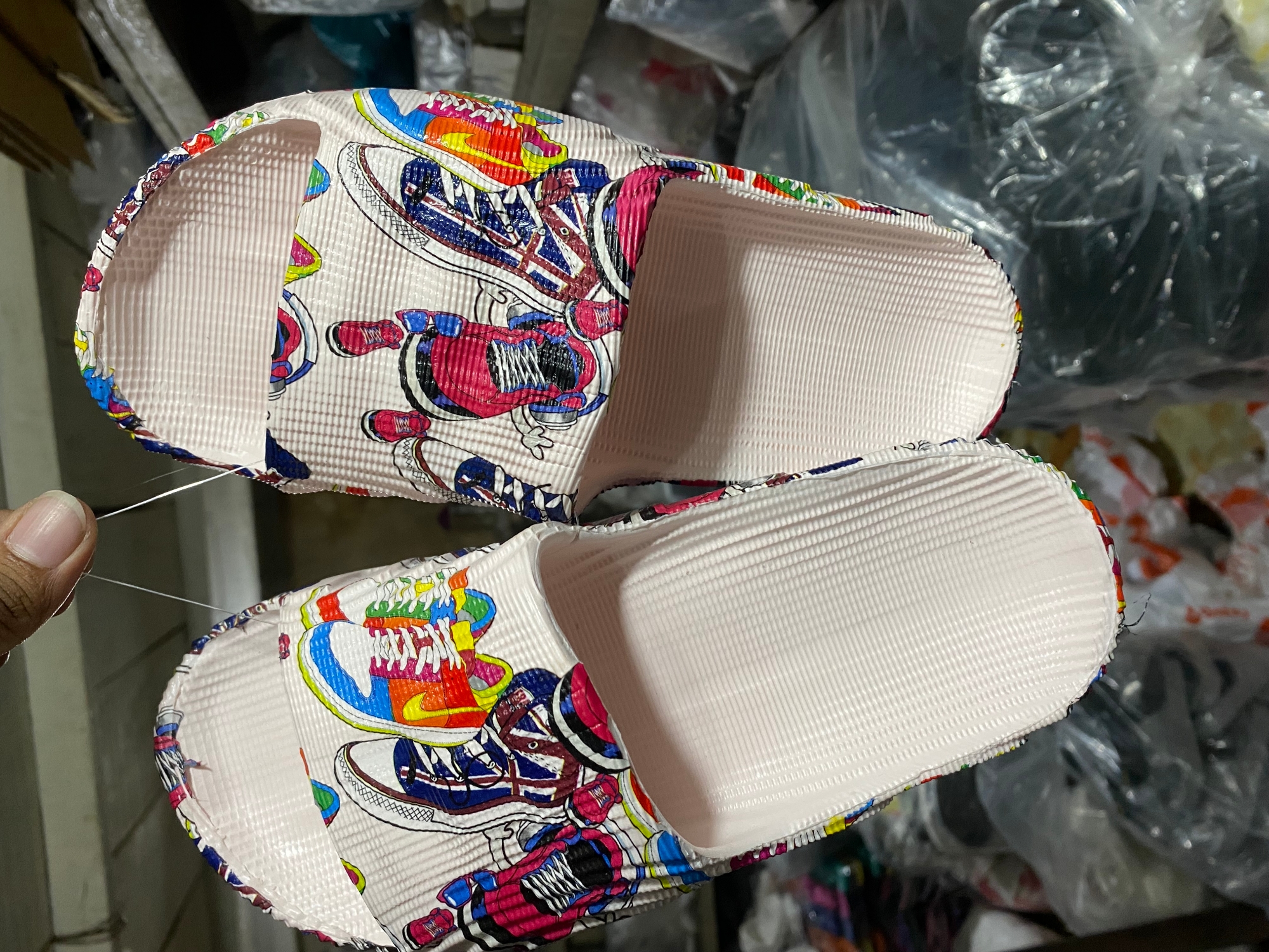 Picture of Mens New Fashionable Trendy Printed Adilette Textured Slip-on Slide Slippers Sandals