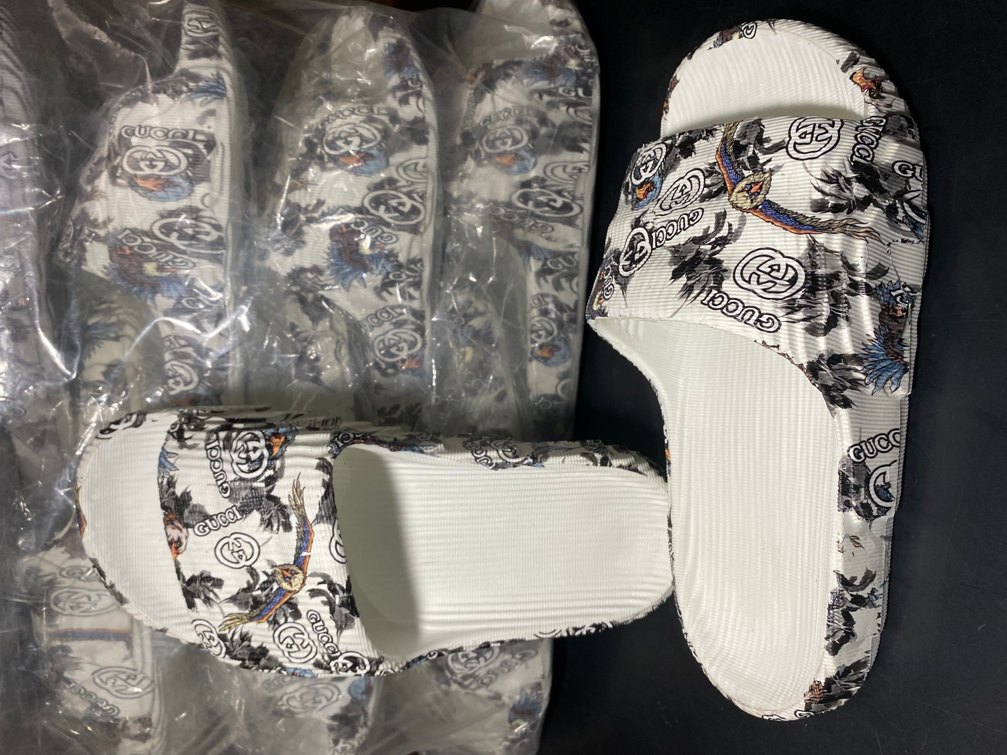 Picture of Mens New Super Trendy Sticker Printed Textured Slip-on Slides Slpper Sandals