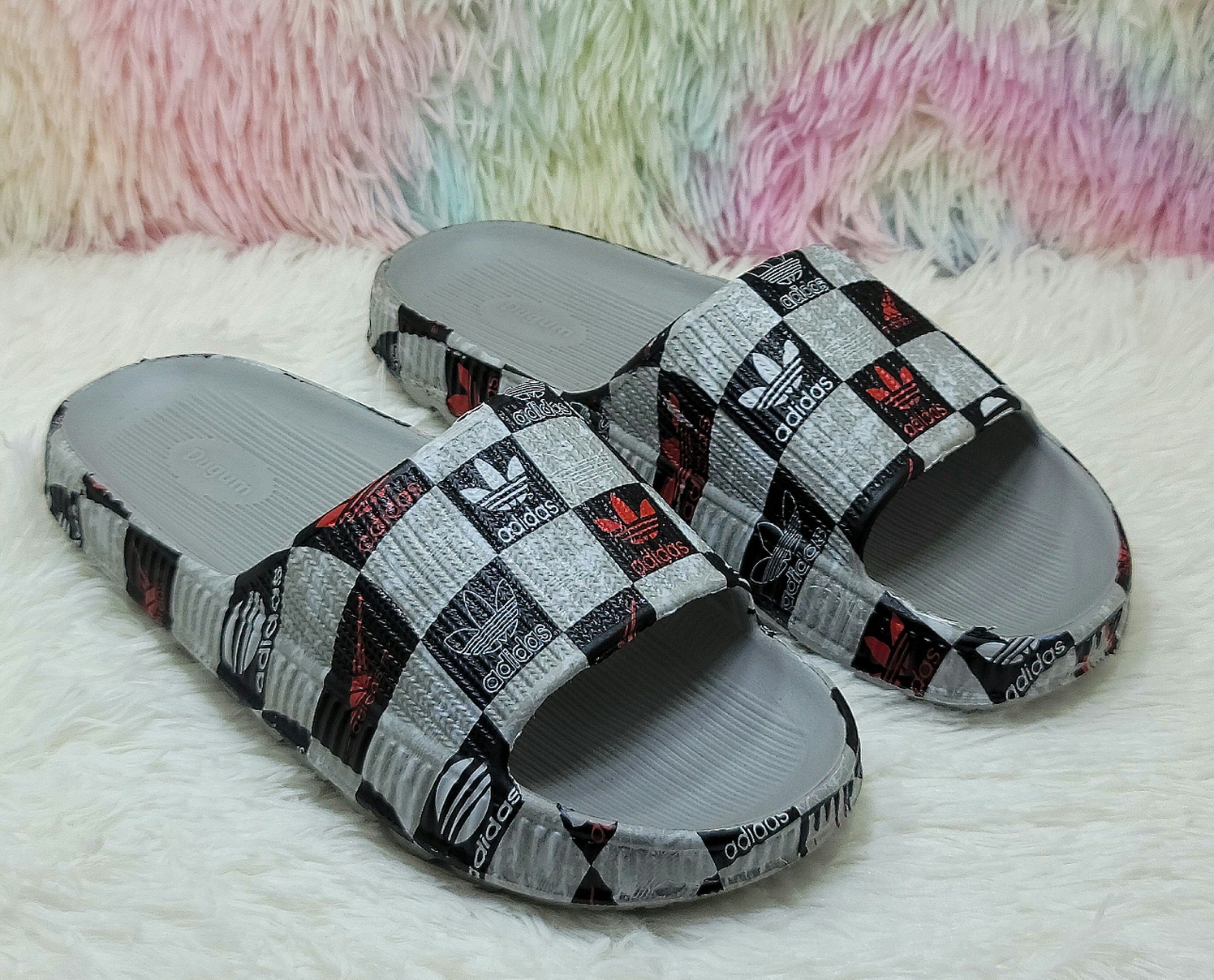 Picture of Mens New Printed Sticker Super Trendy Fashionable Slides Slippers