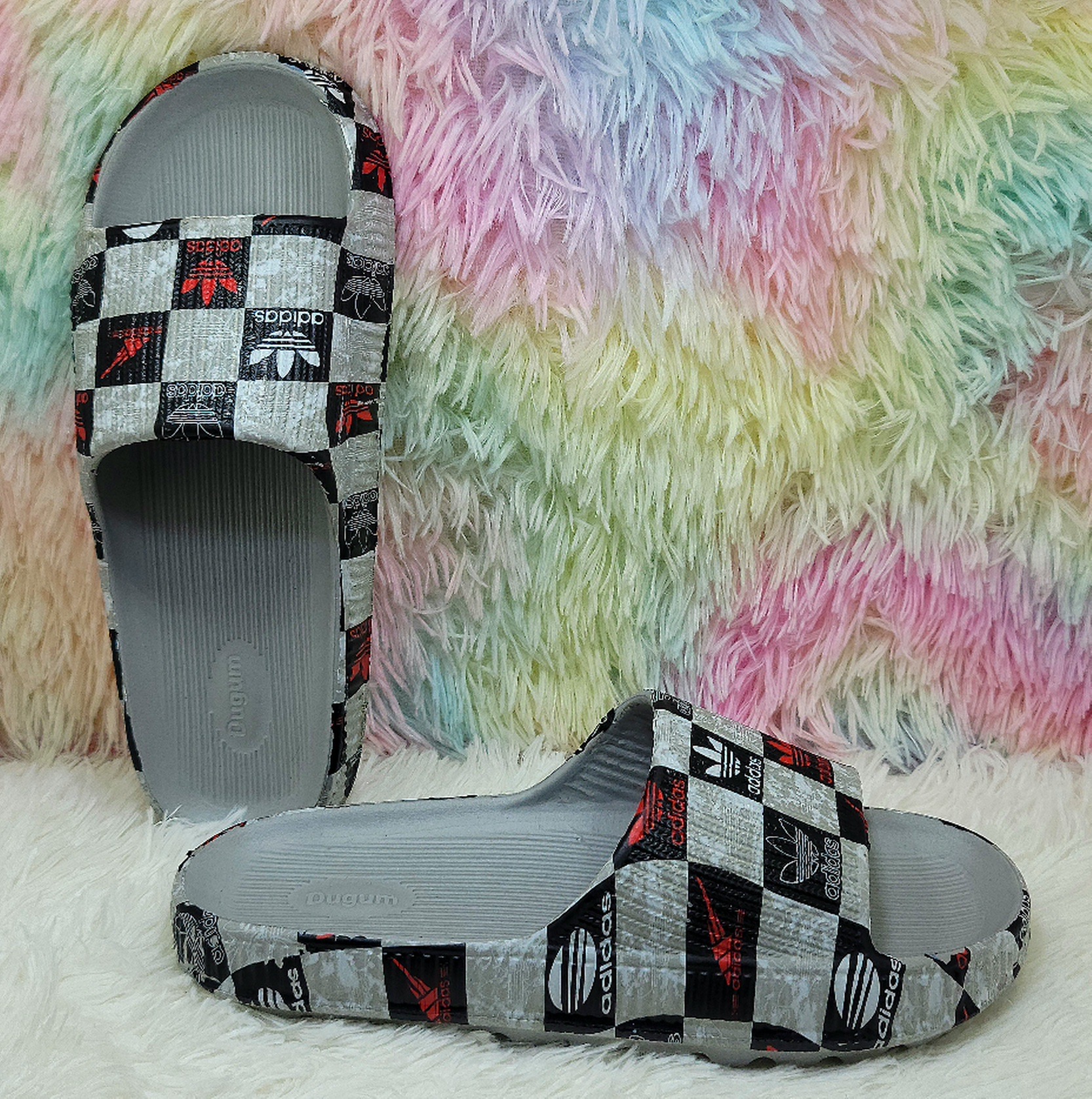 Picture of Mens New Printed Sticker Super Trendy Fashionable Slides Slippers
