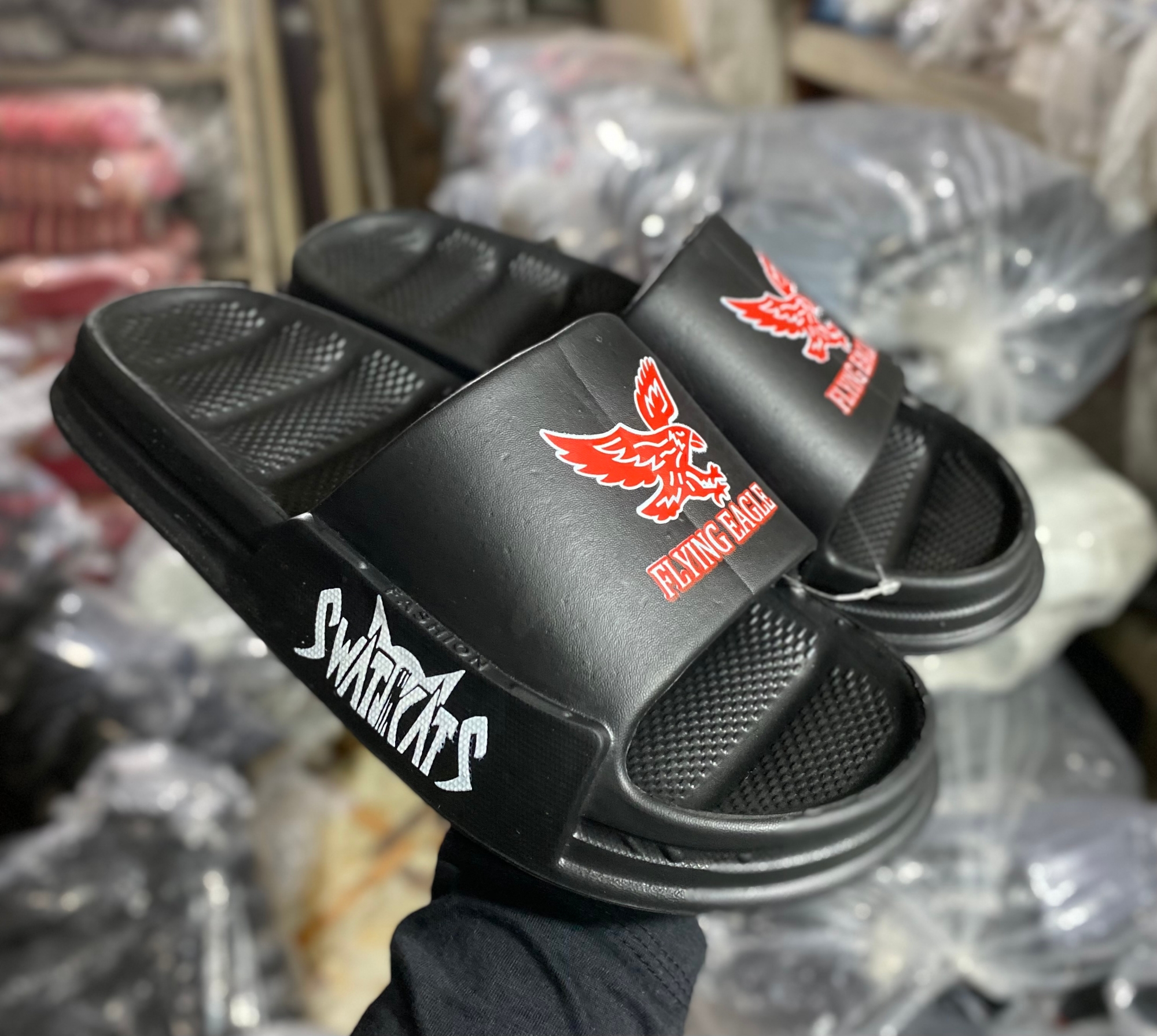 Picture of New Eva Rubber Eagle Sticker Printed Slides for Men