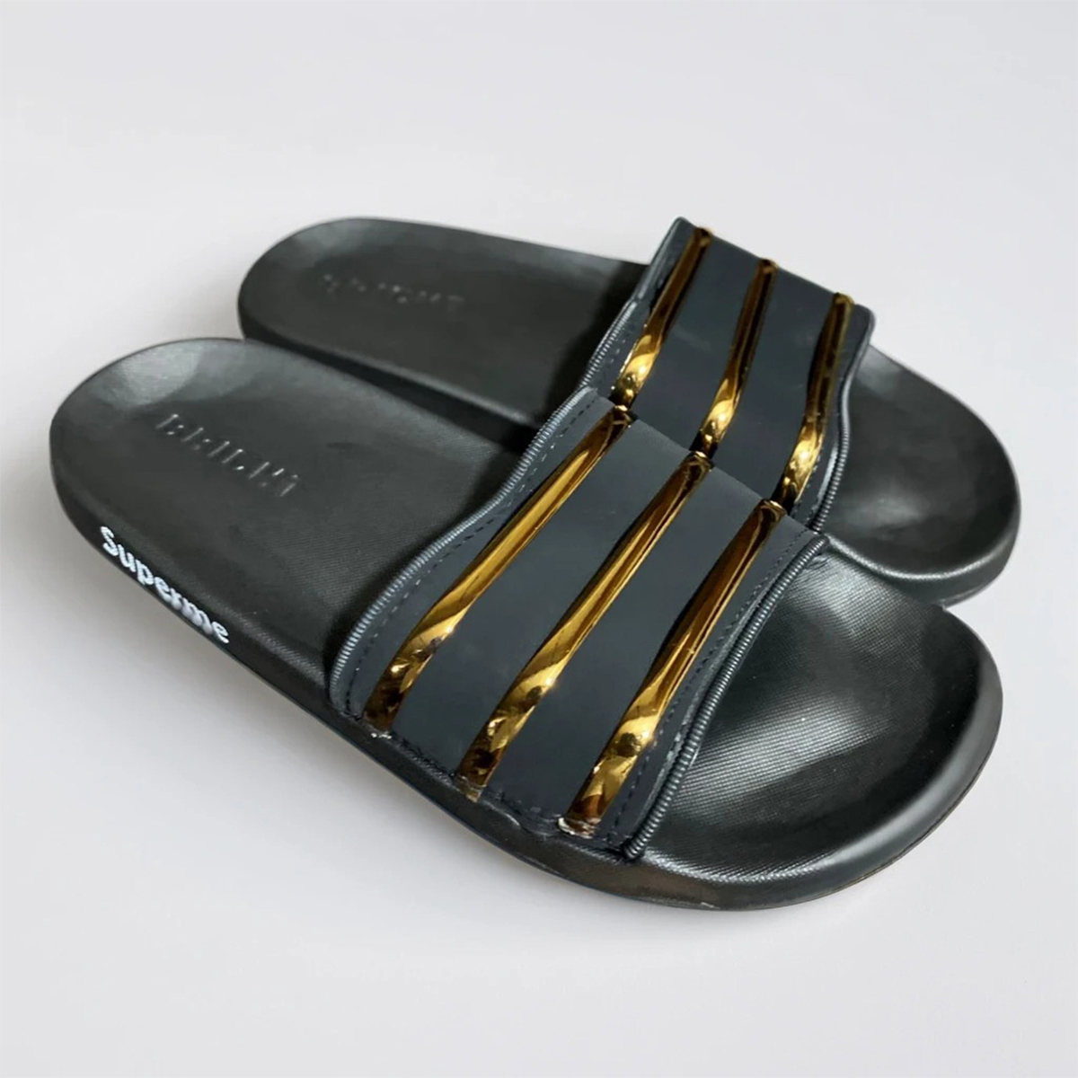 Picture of New Super Trendy Shiny Three Stripes Flip-Flops Aqua Slides Slippers for Men