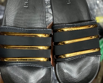 Picture of New Super Trendy Shiny Three Stripes Flip-Flops Aqua Slides Slippers for Men