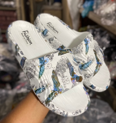 Picture of Mens New Super Trendy Non-Removable Sticker Printed Textured Slip-on Slides Slipper Sandals