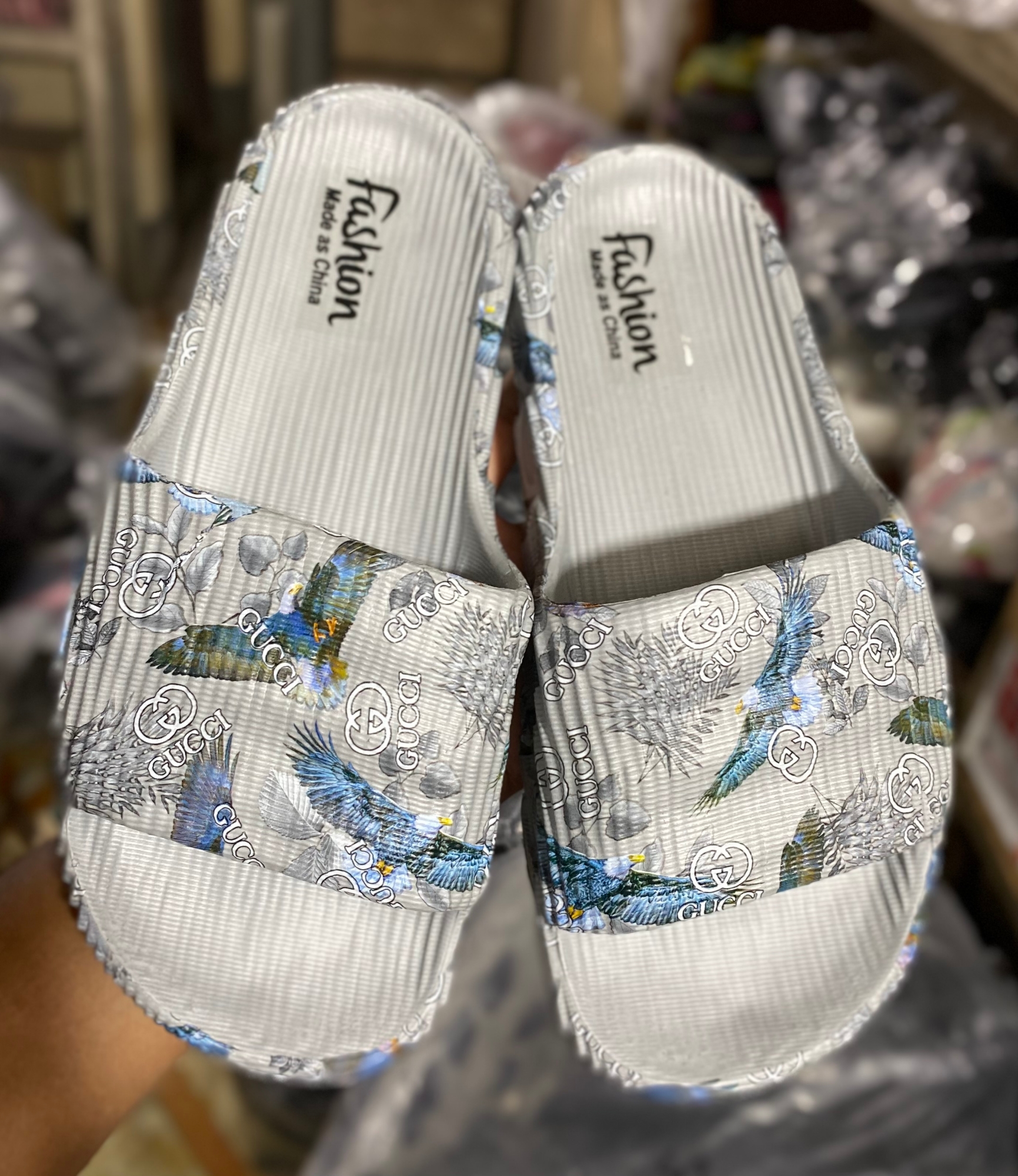 Picture of Mens New Super Trendy Non-Removable Sticker Printed Textured Slip-on Slides Slipper Sandals