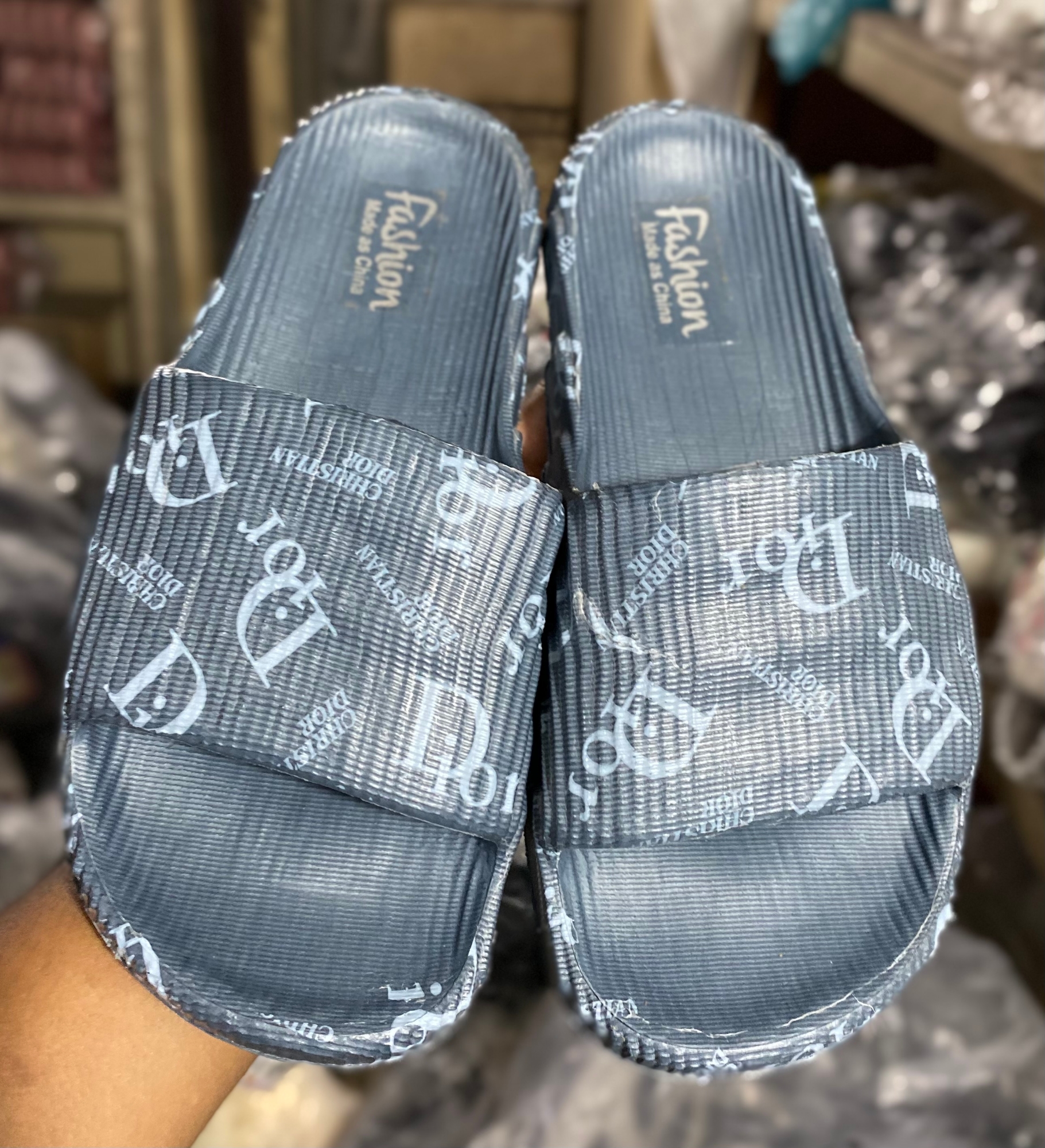 Picture of Mens New Non-Removable Dior Sticker Printed Super Trendy Fashionable Slides Slippers