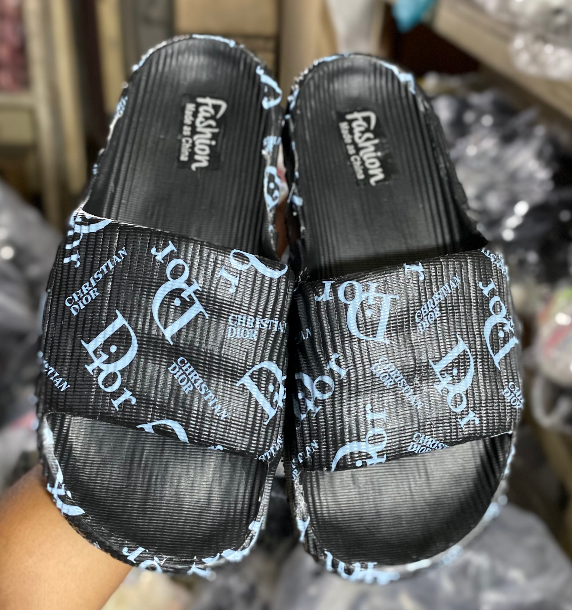 Picture of Mens New Non-Removable Dior Sticker Printed Super Trendy Fashionable Slides Slippers