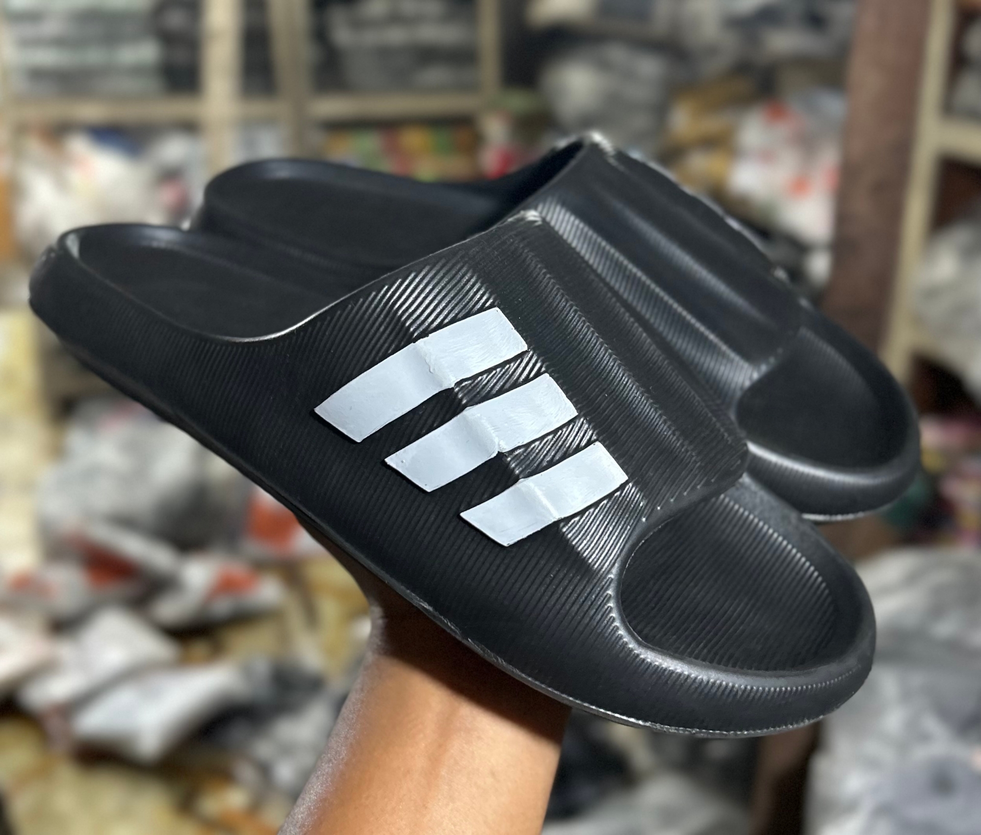 Picture of Mens New Adidas Adiform Three Strip Mule Slides Slipper Sandals