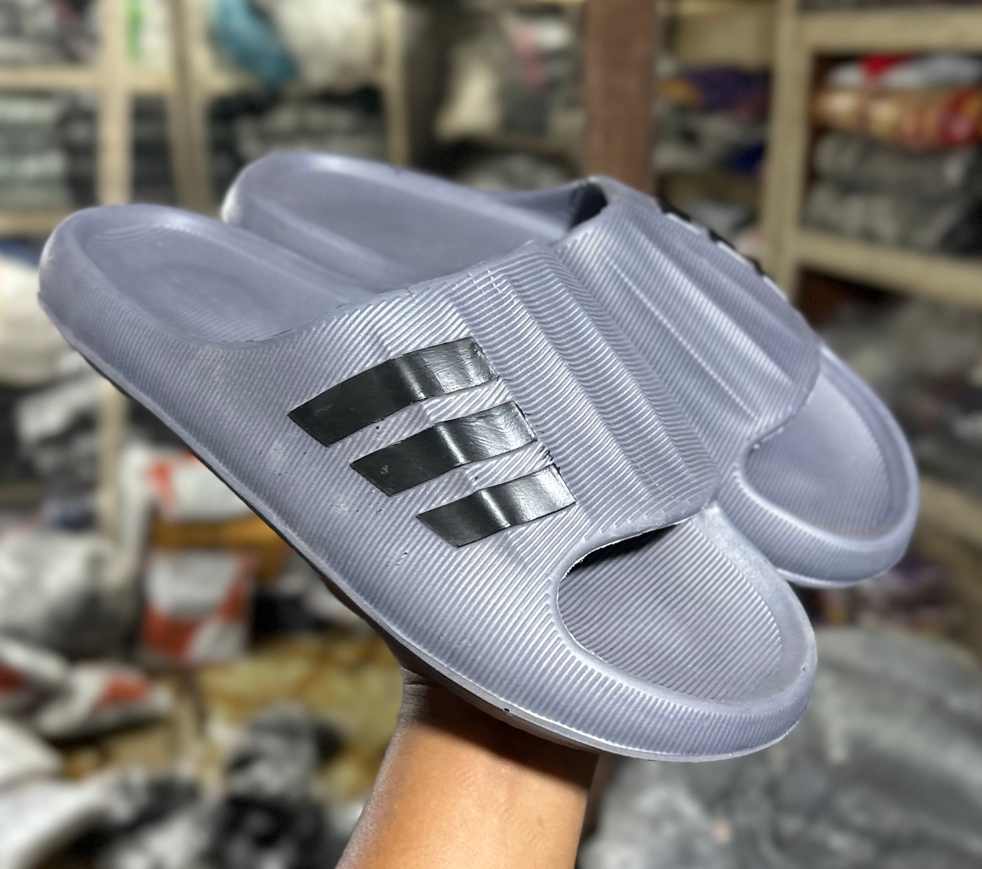 Picture of Mens New Adidas Adiform Three Strip Mule Slides Slipper Sandals