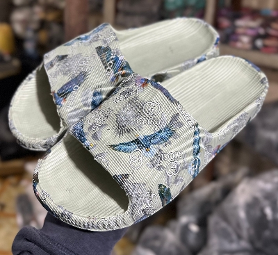 Picture of Mens New Super Trendy Artwork Fashionable Non-Removable Sticker Printed Textured Slip-on Slides Slipper Sandals