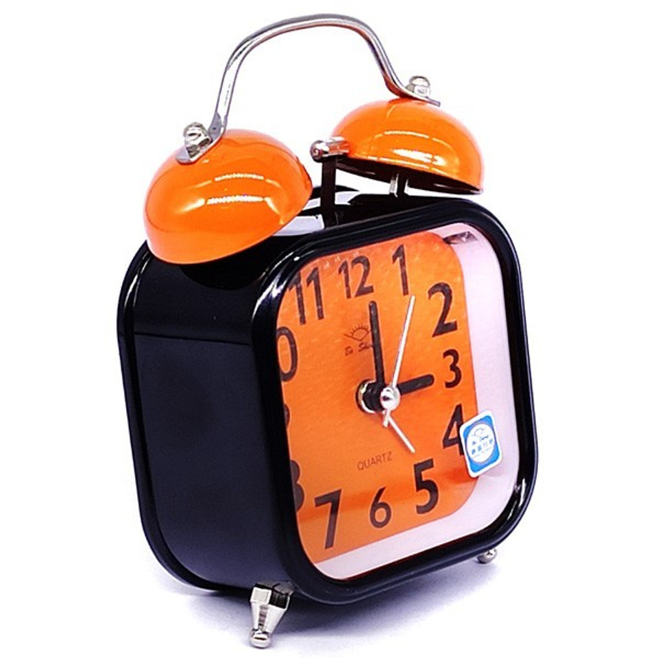 Picture of Orange Dial Square Shaped Alarm Clock –Table Clock