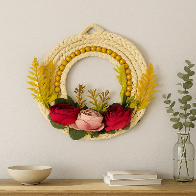 Picture of Wall Hanging Decor – 12 Inch Nylon Rope with Cotton Fabric Flowers