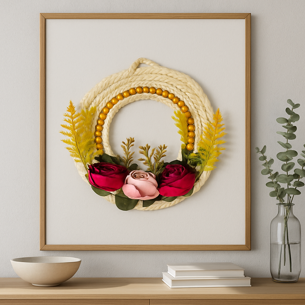 Picture of Wall Hanging Decor – 12 Inch Nylon Rope with Cotton Fabric Flowers