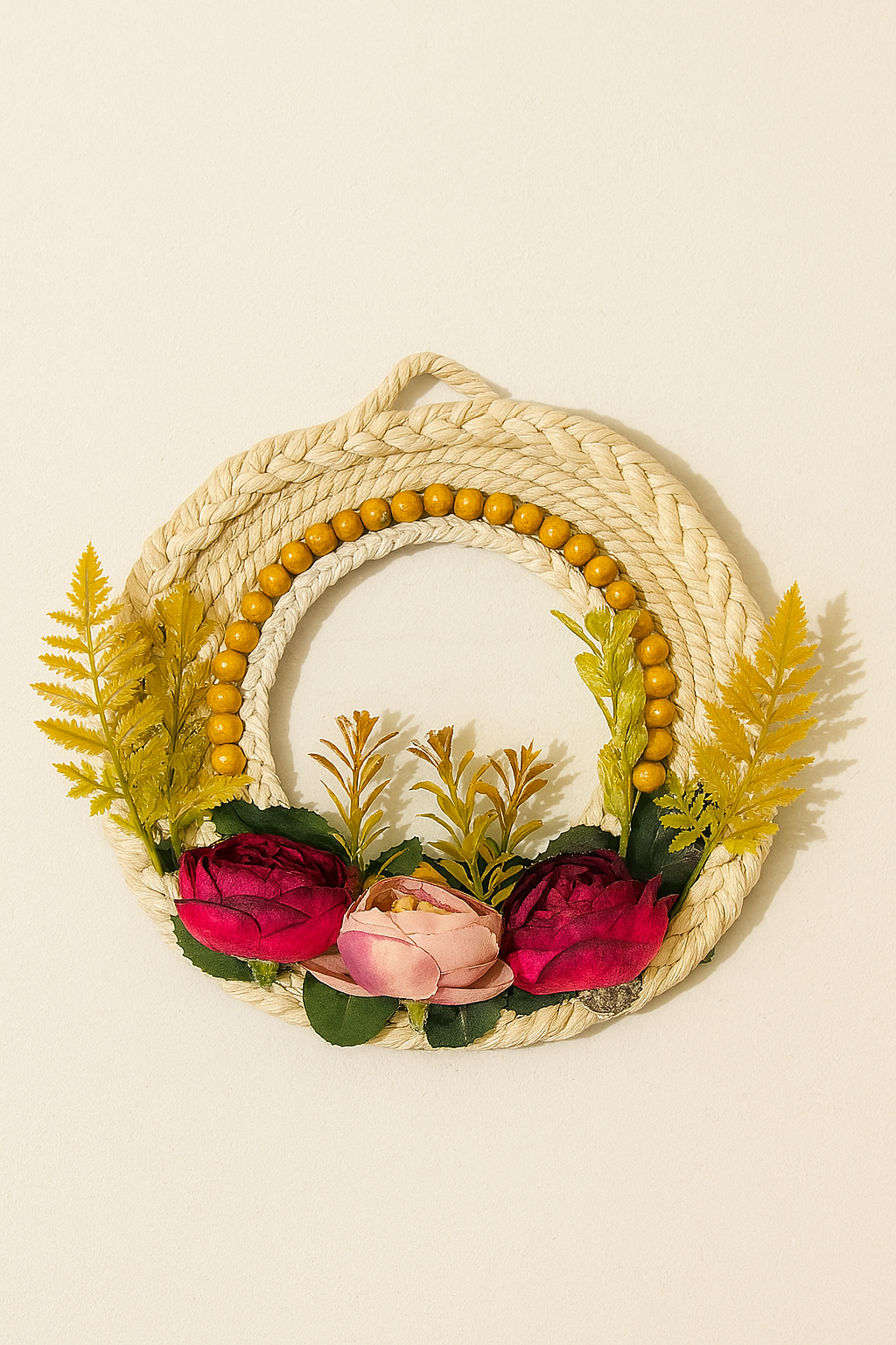 Picture of Wall Hanging Decor – 12 Inch Nylon Rope with Cotton Fabric Flowers