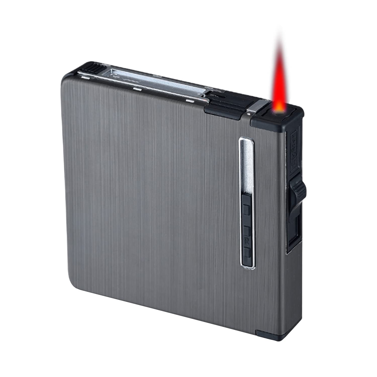 Picture of Elevate Your Smoking Experience with a Set of 10 Aluminum Alloy Turbo Lighters in a Sleek Cigarette Case