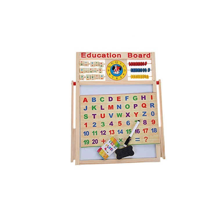 Picture of Baby Educational Learning Board, Wooden Double-Sided Magnetic White & Black Board