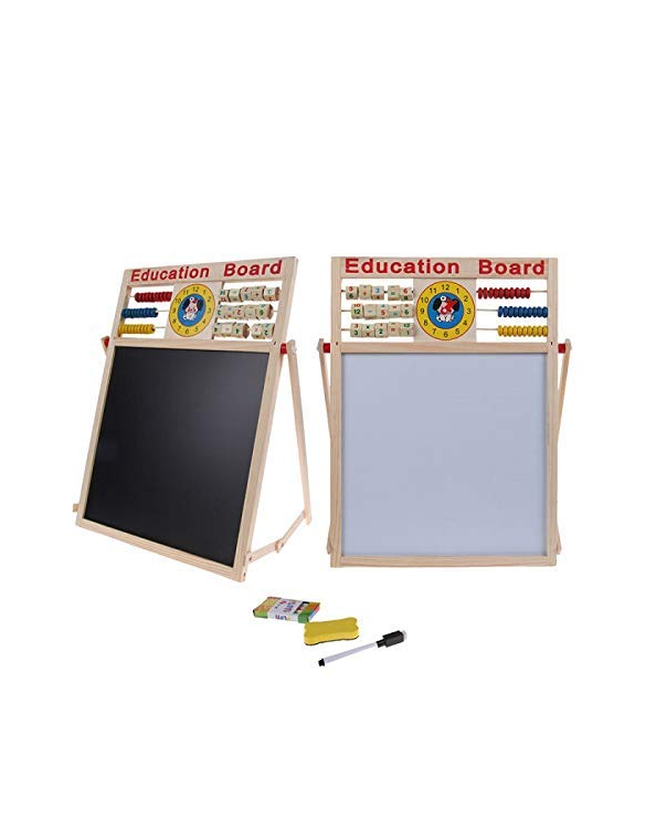 Picture of Baby Educational Learning Board, Wooden Double-Sided Magnetic White & Black Board