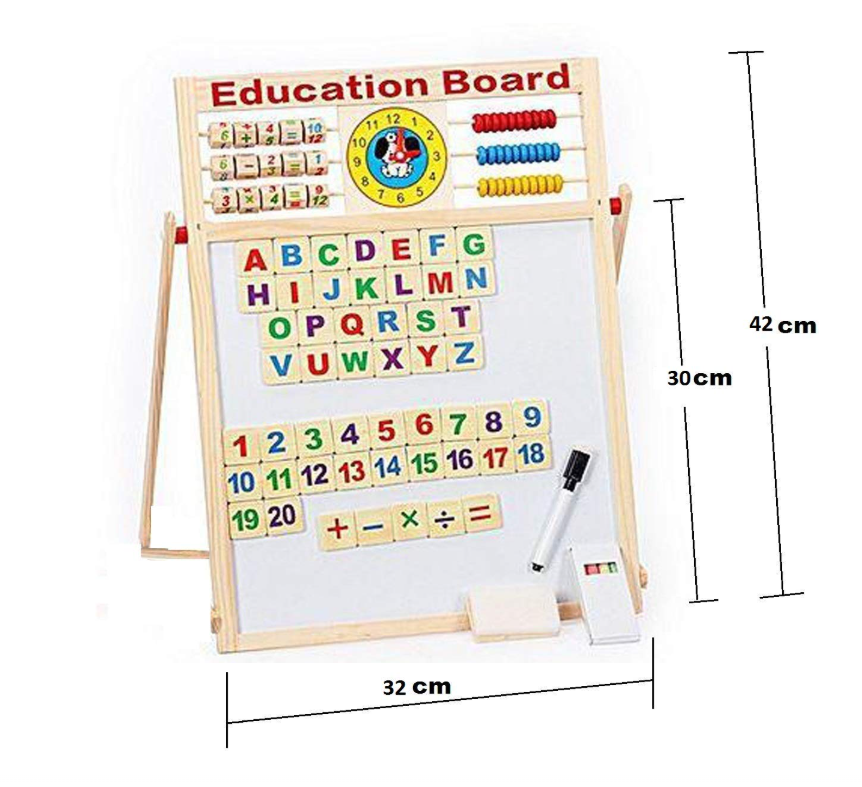 Picture of Baby Educational Learning Board, Wooden Double-Sided Magnetic White & Black Board