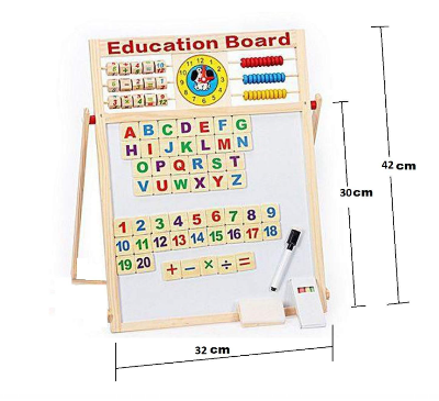 Picture of Baby Educational Learning Board, Wooden Double-Sided Magnetic White & Black Board