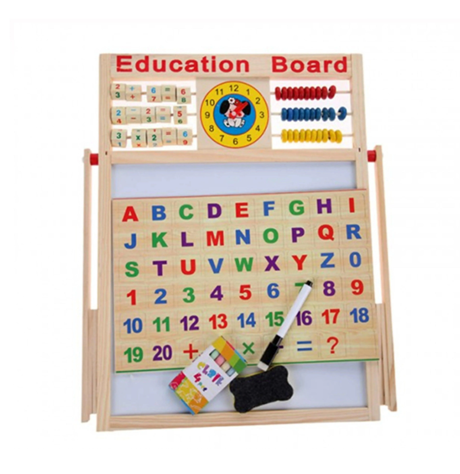 Picture of Baby Educational Learning Board, Wooden Double-Sided Magnetic White & Black Board