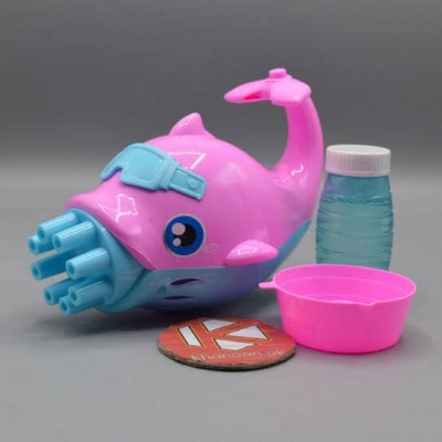 Picture of Pretty Dolphin Bubble Machine Gun – 10-Hole Automatic Bubble Maker Toy for Kids (Pink & Blue)