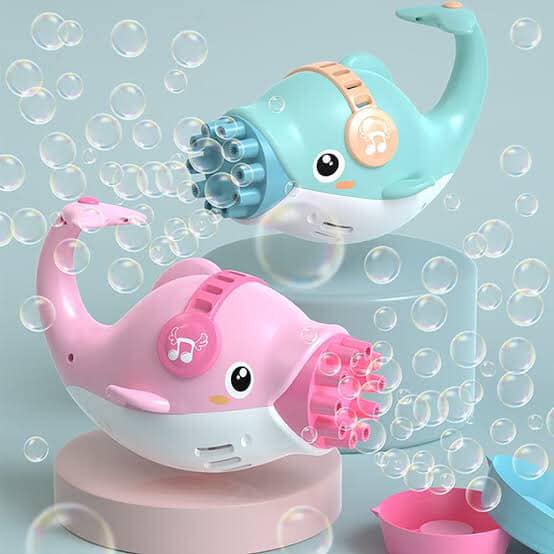 Picture of Pretty Dolphin Bubble Machine Gun – 10-Hole Automatic Bubble Maker Toy for Kids (Pink & Blue)