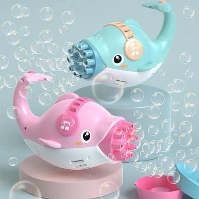 Picture of Pretty Dolphin Bubble Machine Gun – 10-Hole Automatic Bubble Maker Toy for Kids (Pink & Blue)
