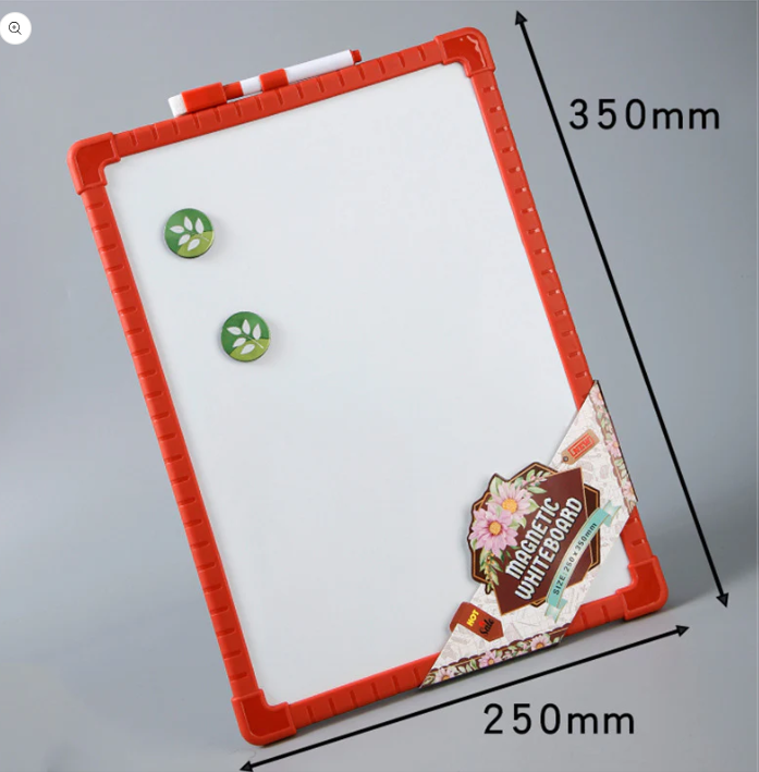 Picture of Dry Erase Whiteboard for Kids & Students – Red Frame, Easy Write & Wipe Drawing Board
