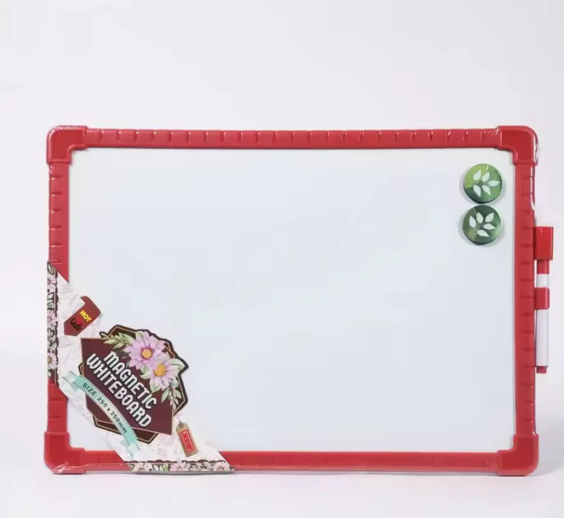 Picture of Dry Erase Whiteboard for Kids & Students – Red Frame, Easy Write & Wipe Drawing Board