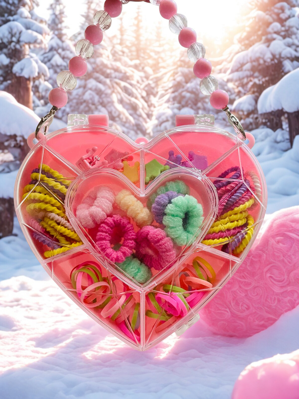 Picture of Girls Nylon Rubber Band Hair Pins Child Women Elastic Hair Band Hair Clips Kid Hair Accessories Set with Band Hair gift