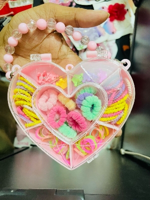 Picture of Girls Nylon Rubber Band Hair Pins Child Women Elastic Hair Band Hair Clips Kid Hair Accessories Set with Band Hair gift