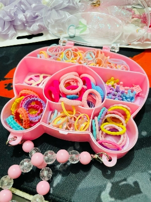 Picture of Girls Nylon Rubber Band Hair Pins Child Women Elastic Hair Band Hair Clips Kid Hair Accessories Set with Band Hair gift