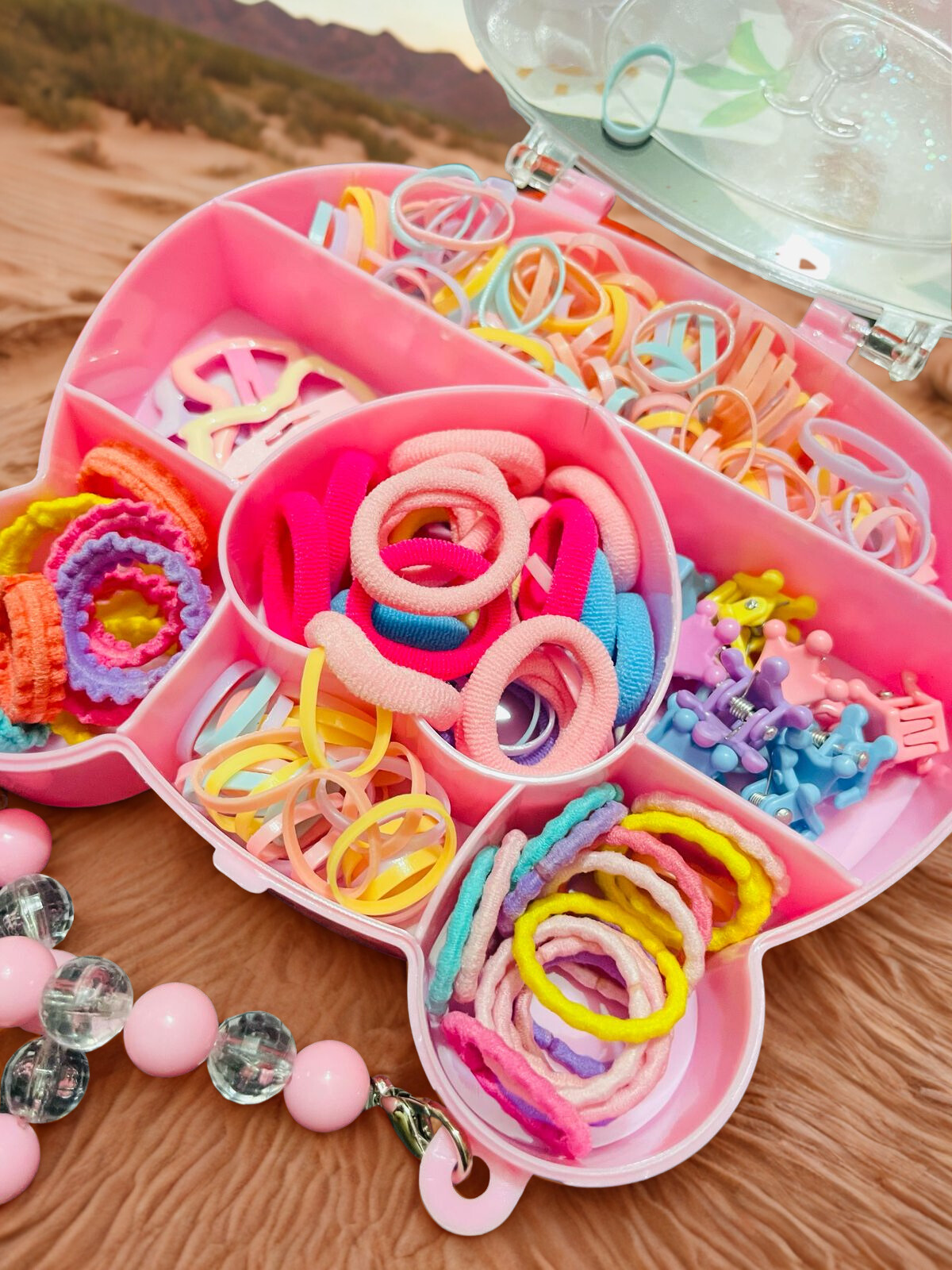 Picture of Girls Nylon Rubber Band Hair Pins Child Women Elastic Hair Band Hair Clips Kid Hair Accessories Set with Band Hair gift