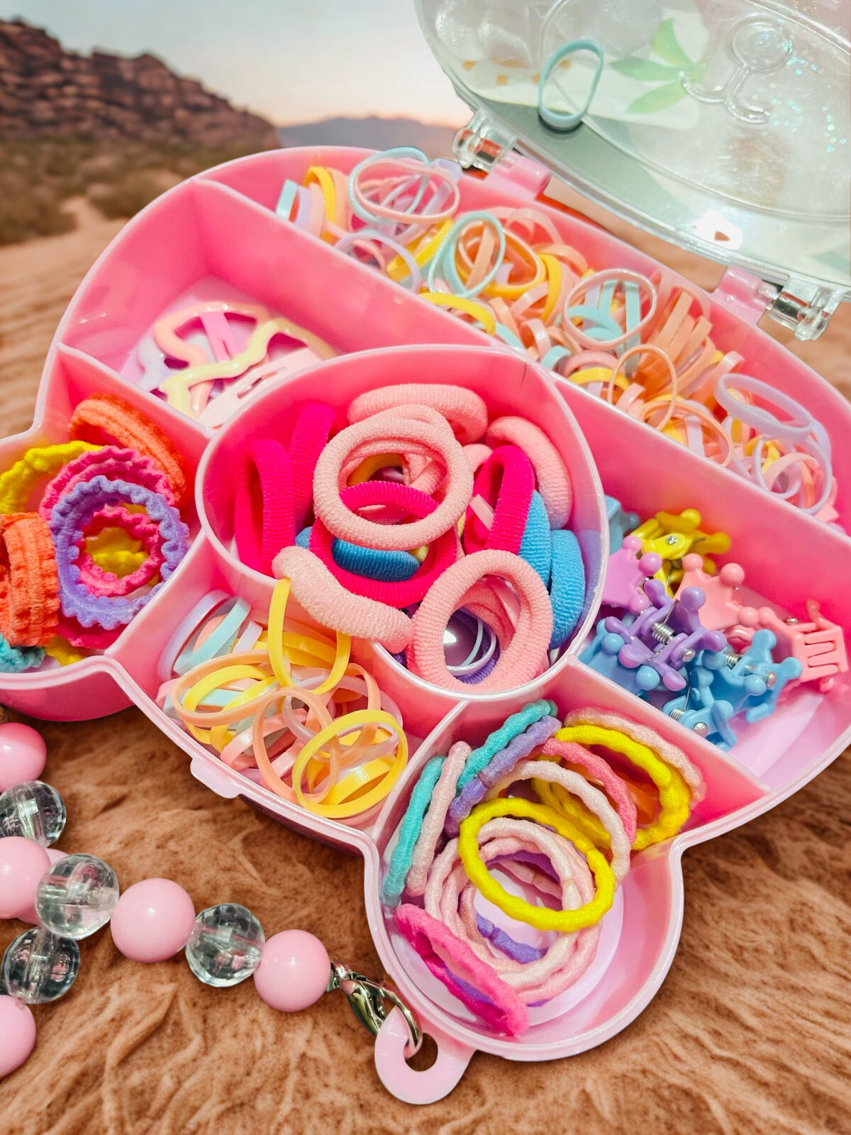 Picture of Girls Nylon Rubber Band Hair Pins Child Women Elastic Hair Band Hair Clips Kid Hair Accessories Set with Band Hair gift