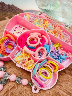 Picture of Girls Nylon Rubber Band Hair Pins Child Women Elastic Hair Band Hair Clips Kid Hair Accessories Set with Band Hair gift